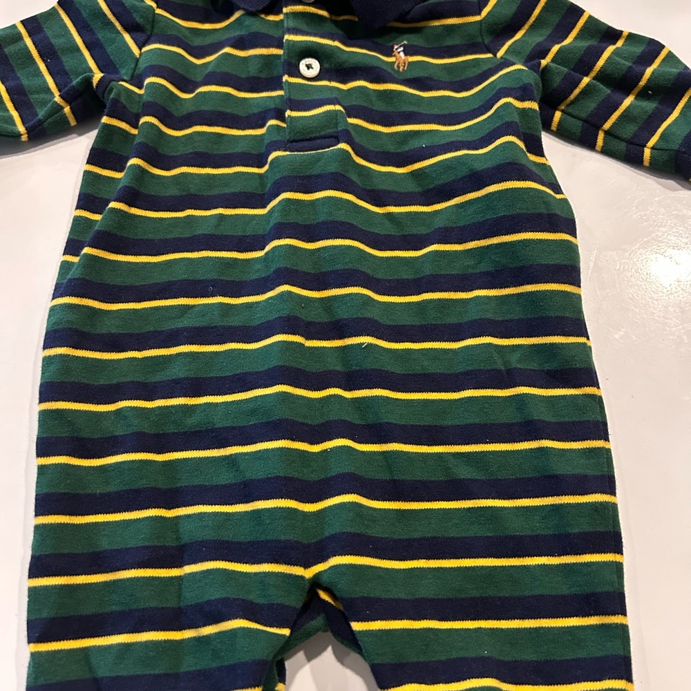 Ralph Lauren Green and Yellow Striped Footies